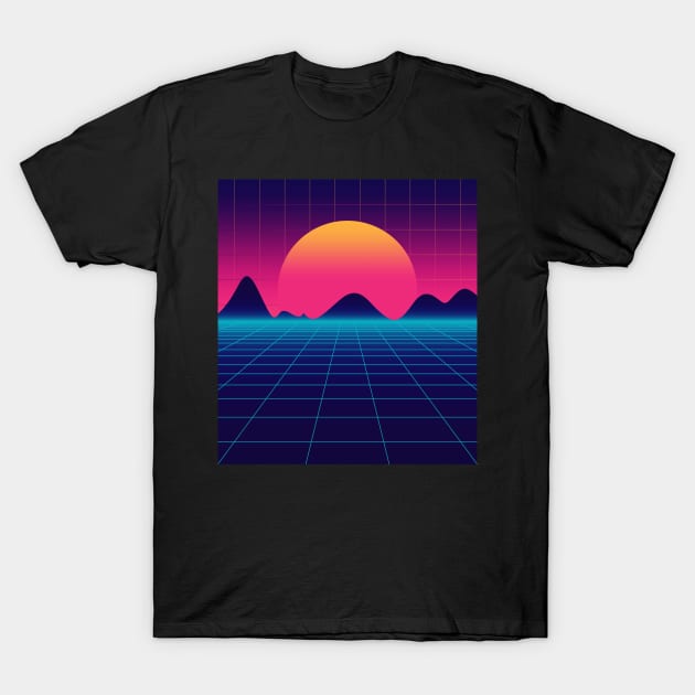 Throwback Sunset Synthwave T-Shirt by edmproject